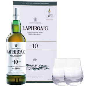MALT LAPHROAIG 10YRS DOOS+2GLAS